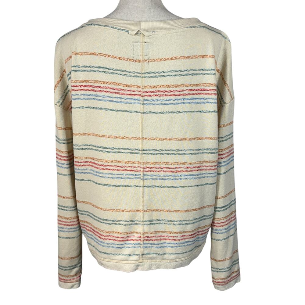 PrAna Medium Cozy Up Suncation Top Striped Long Sleeves Stretch Boat Neck Pocket - Picture 4 of 8